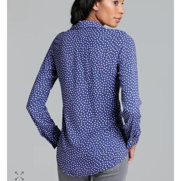 The Limited Tops - The Limited Purple and White Polka Dot Dress Shirt - Size Large